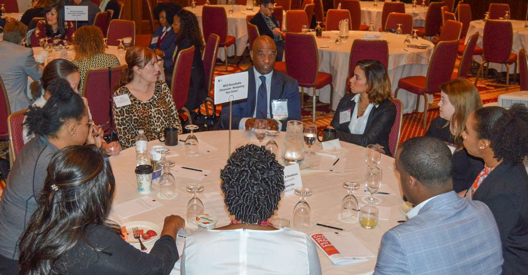 Roundtable of advancement professionals at AADO Floyd Akins