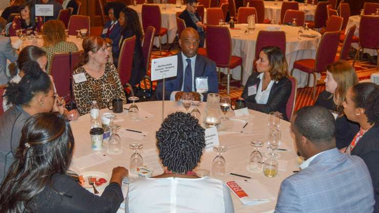 Roundtable of advancement professionals at AADO Floyd Akins