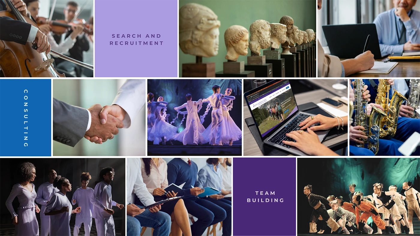 A grid of images and keywords